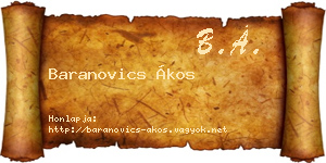 Baranovics Ákos névjegykártya
